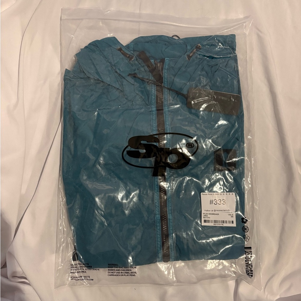 Seoul Projects Teal Hooded Windbreaker Zip Up Jacket Size L NWT - Picture 7 of 8